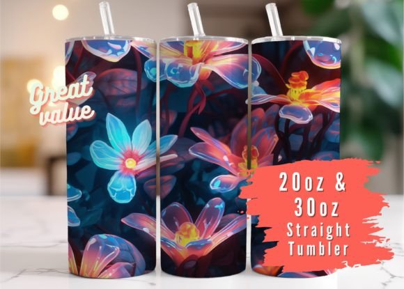 Download Fluorescent Flower Tumbler Wrap - Fluorescent Collection