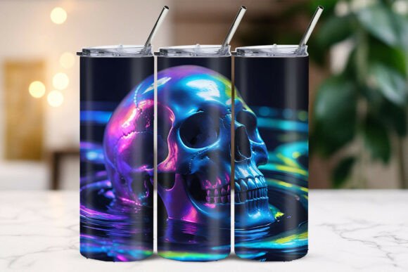Download Iridescent Skull Fluorescent Paint Tumbler - Fluorescent Collection