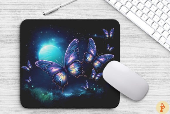 Download Fluorescent Butterflies at Moon Night - Fluorescent Collection