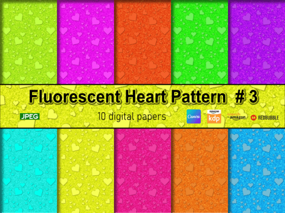 Download Fluorescent Heart Pattern Background #3 - Fluorescent Collection